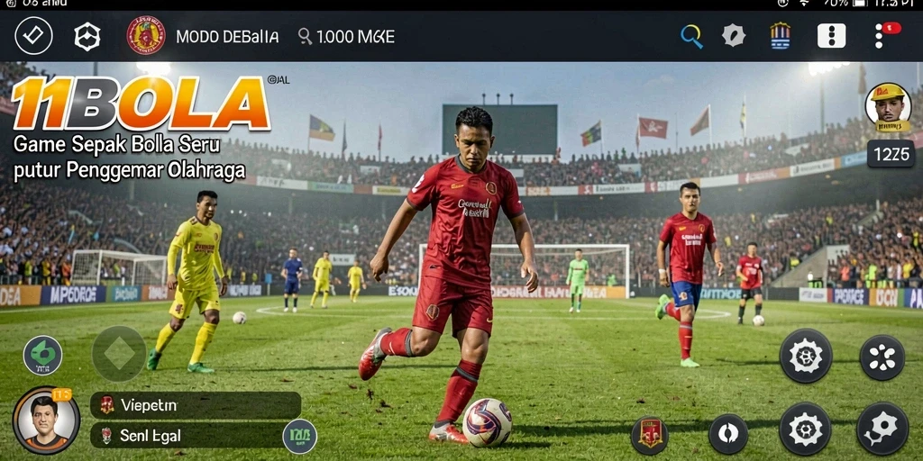 Skrinsut gameplay 11BOLA menampilkan aksi seru di lapangan sepak bola.