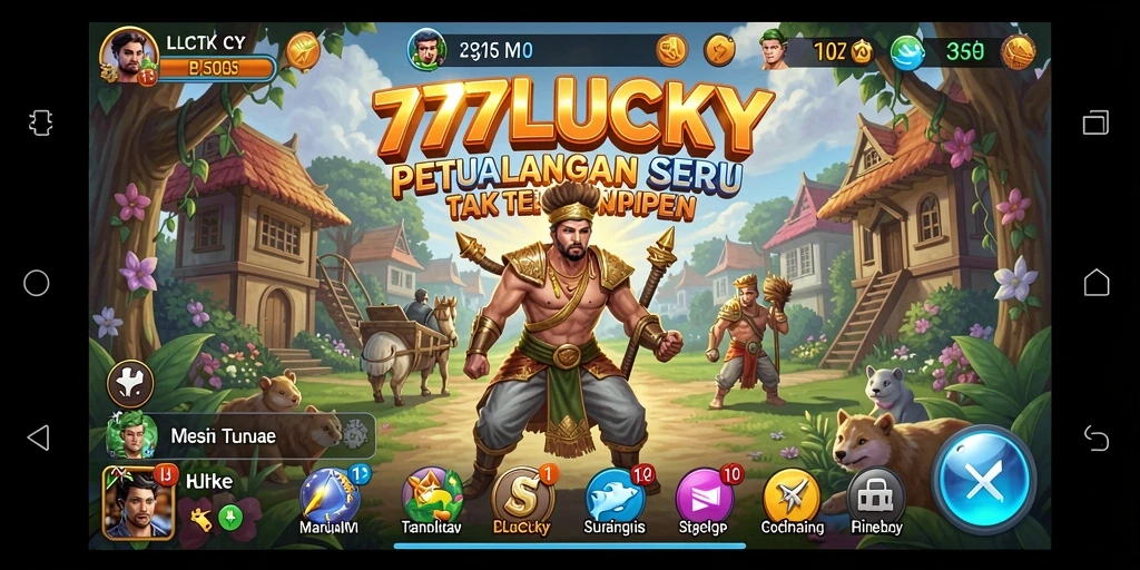 Screenshot gameplay <strong>777LUCKY</strong> menampilkan eksplorasi dunia petualangan yang mendebarkan.