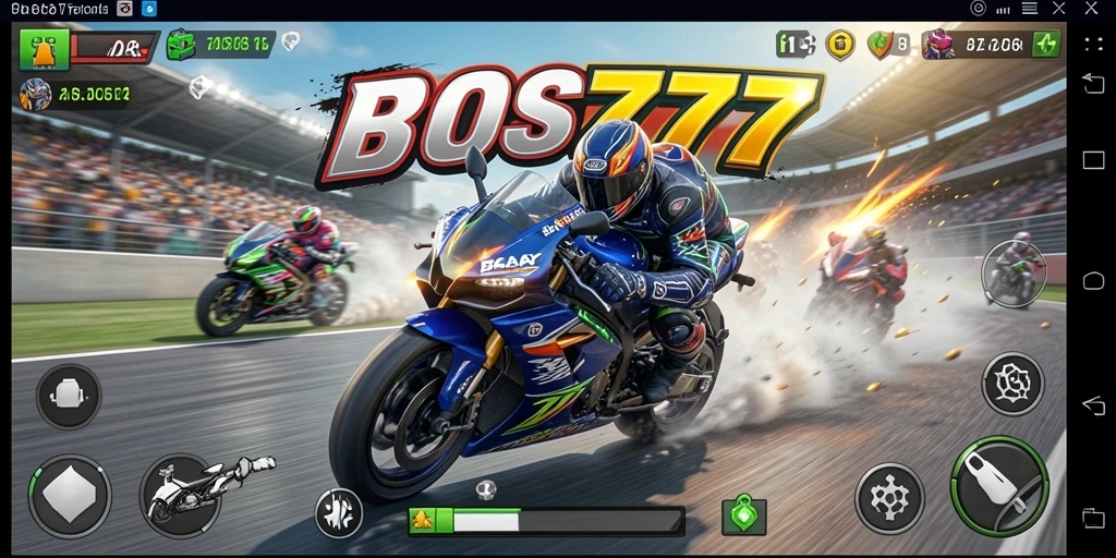 Tangkapan layar utama gameplay balap motor yang mendebarkan.