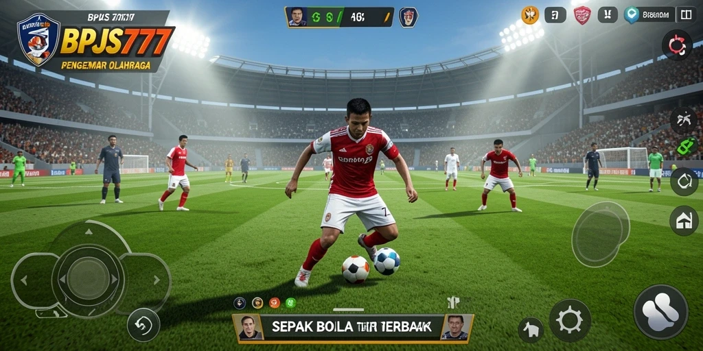 Tangkapan layar menunjukkan aksi seru dalam pertandingan sepak bola di BPJS777.