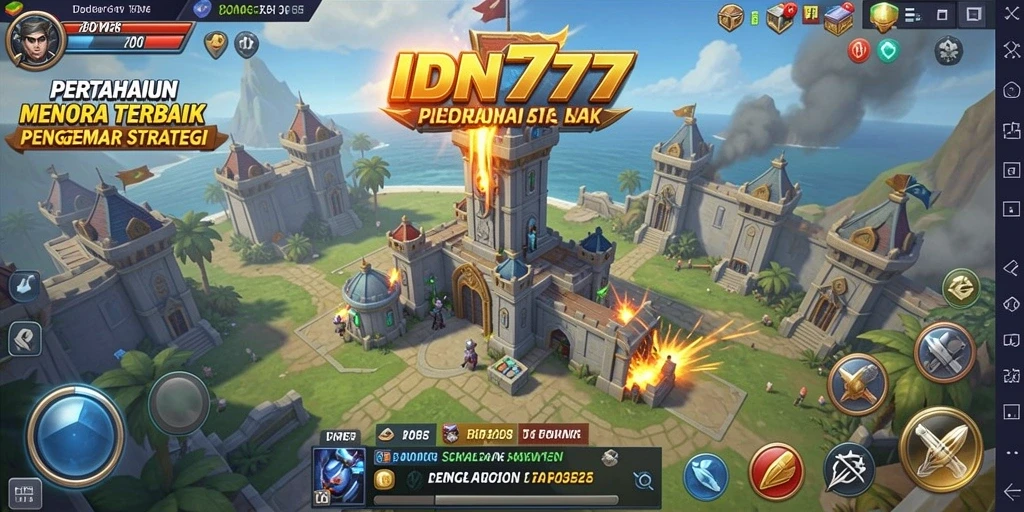 Tampilan gameplay IDN777 menampilkan pertahanan menara yang seru.