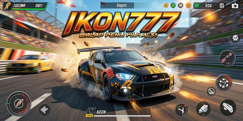 Screenshot gameplay IKON777 menampilkan aksi balap mendebarkan dengan grafis yang menawan.