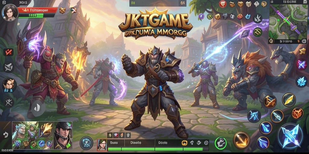 Tampilan gameplay menakjubkan dari JKTGAME yang menunjukkan pertarungan dinamis.