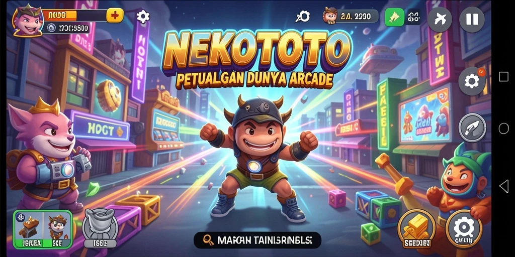 Tampilan gameplay NEKOTOTO yang penuh warna dan seru.