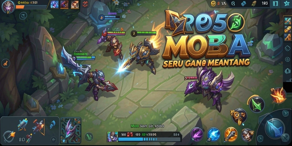 Screenshot menampilkan aksi seru dalam pertarungan MOBA RP55.