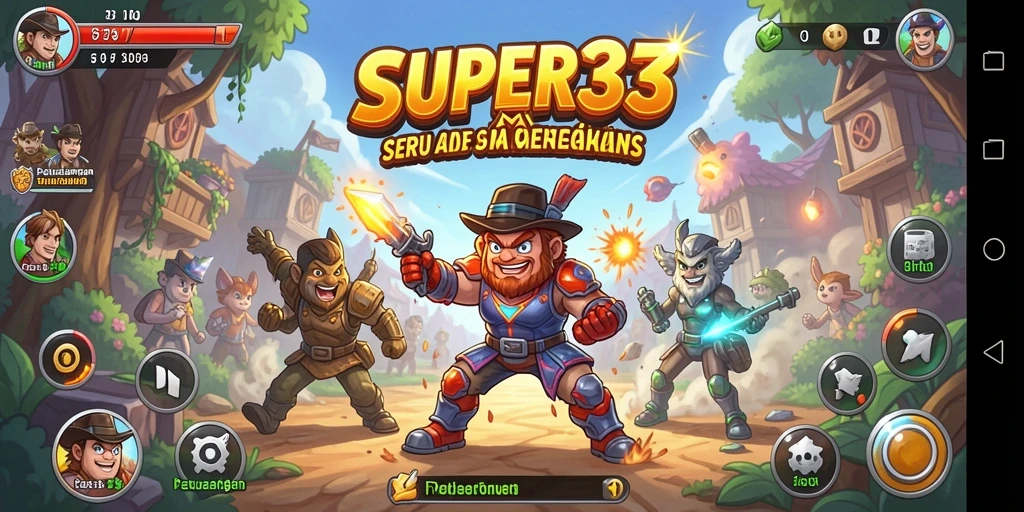 Screenshot utama SUPER33 menampilkan aksi gameplay yang mendebarkan.